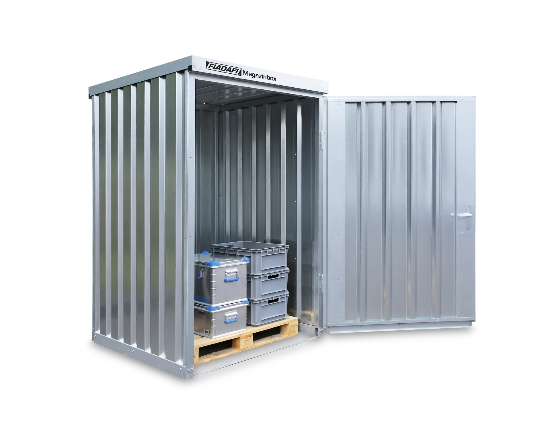 Lagercontainer, 3 m x 2 m, ohne Boden, mit Dach und Doppelflügeltür in Pink lackiert und Wiese aufm Dach und noch mehr